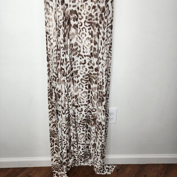 Vici Diana Leopard Print V Neck Flowy Maxi Dress  Brown White Small - Picture 5 of 16